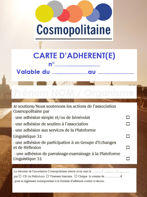 Lancement de la campagne d’adhésion 2021 : soutenez les actions de Cosmopolitaine !